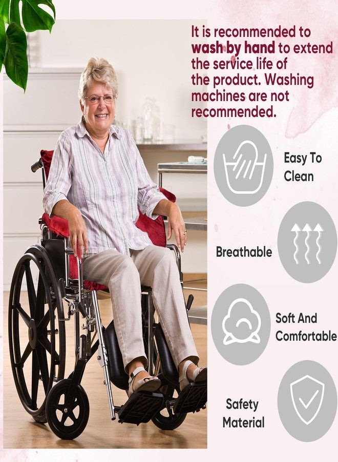 Suzile Wheelchair Cushion Wheelchair Seat Cushion with Strap Recliner Suitable for 18 Inches Armrest and Support for Senior(Burgundy) - Image 2